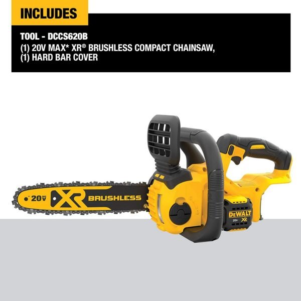 Second image of DEWALT 20V MAX XR CHAINSAW, 12-INCH, TOOL ONLY (DCCS620B)